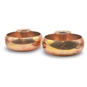 SET OF 2 Coppercraft Guild Mid Century Modern Copper Taper Candleholders‎ MCM